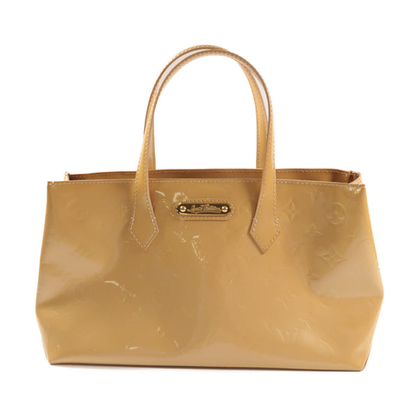 LOUIS VUITTON LV GHW Wilshire PM Handbag Monogram Vernis M91452 Beige