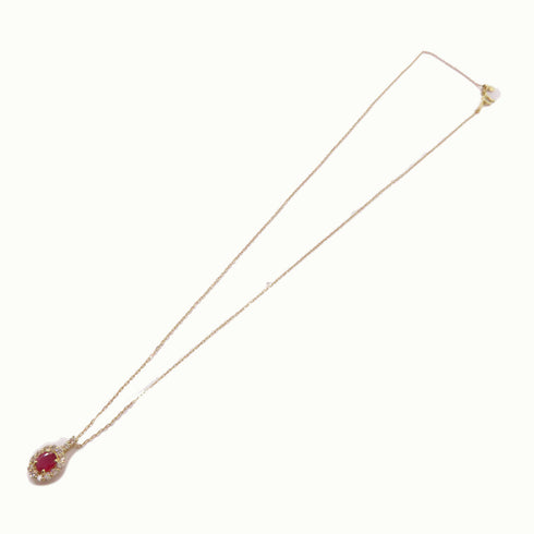 FINE JEWELRY 0.28ct Ruby 0.26ct Diamond Necklace 18K Yellow Gold