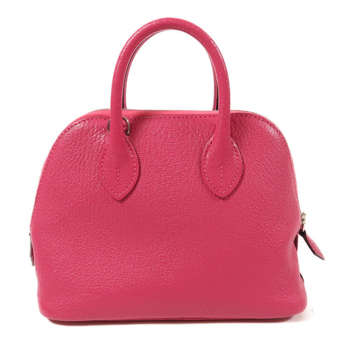 HERMES PHW Mini Bolide 2 Way Shoulder Bag Chevre Leather Rose Pourpre Pink