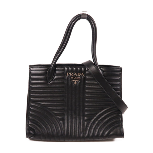 PRADA SHW 2 Way Shoulder Bag Handbag 1BA165 Calfskin Leather Black