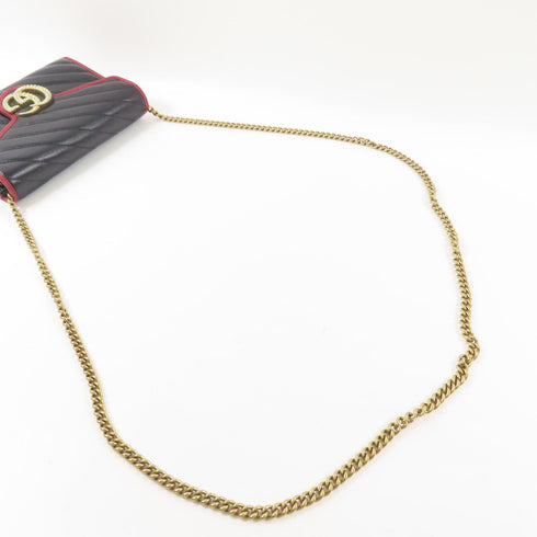 GUCCI GG GHW Chain Shoulder Bag Calfskin Leather Black