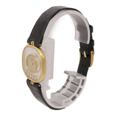 Chopard Happy Diamonds 5176 Quartz Watch 18K Yellow Gold Leather Belt