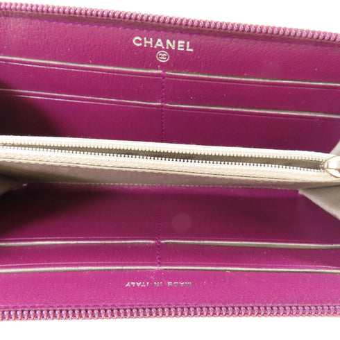 CHANEL CC SHW Wallet Calfskin Leather Purple