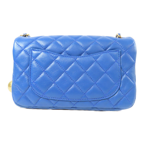 CHANEL CC GHW CF Classic Flap Mini Chain Bag AS1787 Lambskin Leather Blue