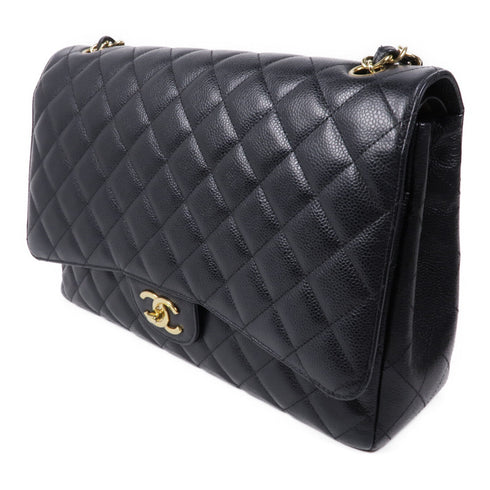 CHANEL CC GHW Maxi Classic Shoulder Bag Calfskin Leather Black