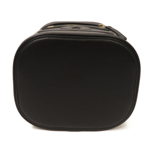 CHANEL CC GHW 2 Way Chain Shoulder Bag Vanity Calfskin Leather Black