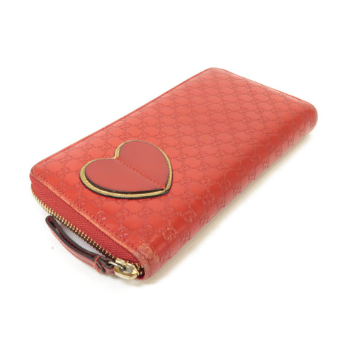 GUCCI GG GHW Zipped Long Wallet Calfskin Leather Red