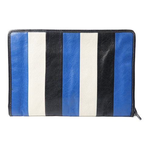 BALENCIAGA SHW Clutch 443658 Calfskin Leather Blue/Black/White