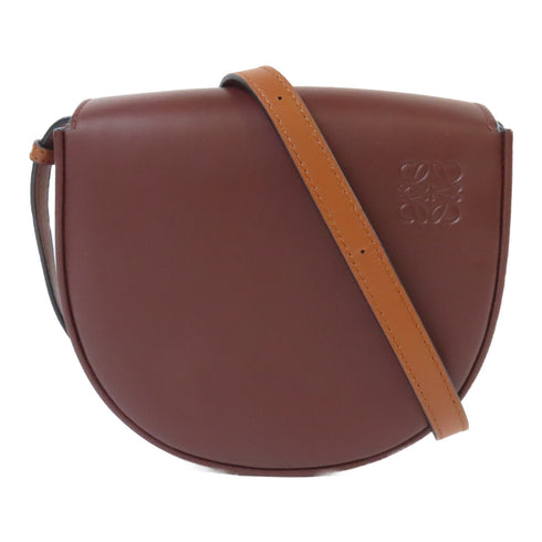 LOEWE GHW Heel Dou Shoulder Bag A894A01X02 Calfskin Leather Brown