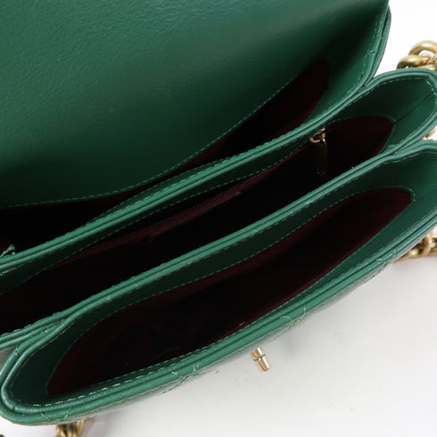 CHANEL CC GHW Chain Shoulder Bag Calfskin Leather Green v2