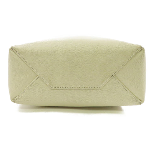 CELINE GHW Cabas Tote 2way Shoulder Bag Calfskin Leather White