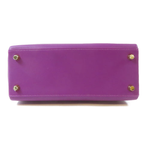 HERMES GHW Kelly 25 2 Way Shoulder Bag Handbag Veau Swift Anemone Purple