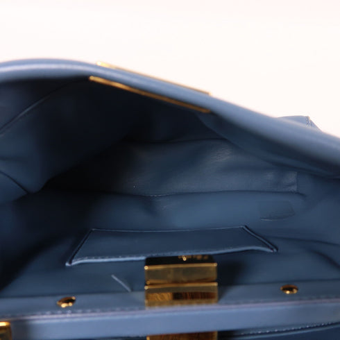 FENDI GHW Peekaboo Mini 2 Way Shoulder Bag 8BN244 Calfskin Leather Blue