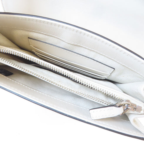 GUCCI GG SHW Shoulder Bag Calfskin Leather White