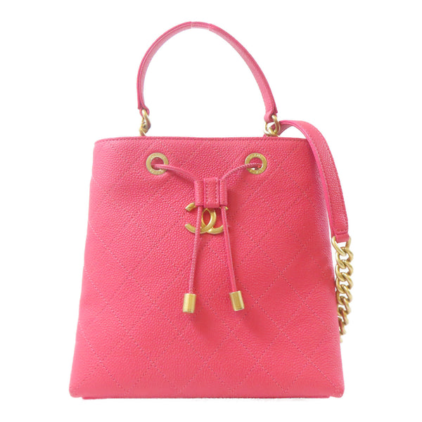 CHANEL CC GHW Bolsa CC Drawstring 2way Chain Shoulder Bag AS0310 Calfskin Pink