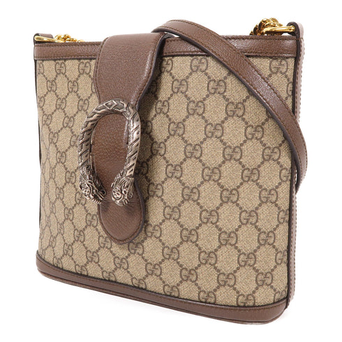 GUCCI GG Chain Shoulder Bag 499622 Coated Canvas Brown