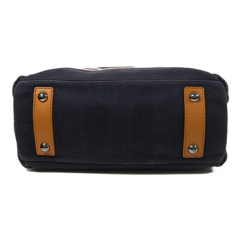 CHANEL CC 2 Way Tote Bag Canvas Blue/White/Brown