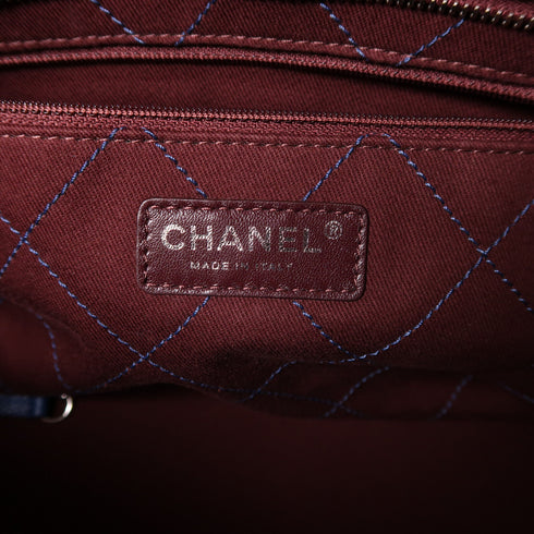 CHANEL CC SHW Chain Shoulder Tote Bag Calfskin Leather Blue