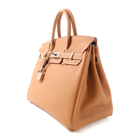 HERMES PHW Birkin 25 Handbag Togo Leather Gold