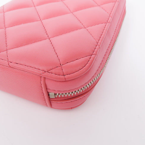 CHANEL CC SHW Phone Holder Chain Shoulder Bag Lambskin Leather Pink