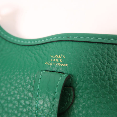 HERMES GHW Evelyne TPM Shoulder Bag Clemence Leather Vert Vertigo