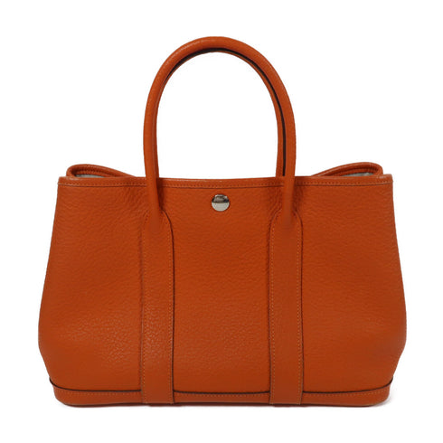 HERMES PHW Garden Party TPM Tote Bag Handbag Negonda Leather Stamp Q Feu/Orange