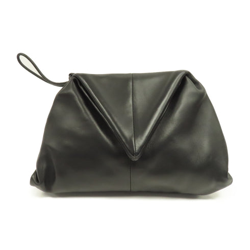 BOTTEGA VENETA BV Clutch Bag Handbag Lambskin Leather Black