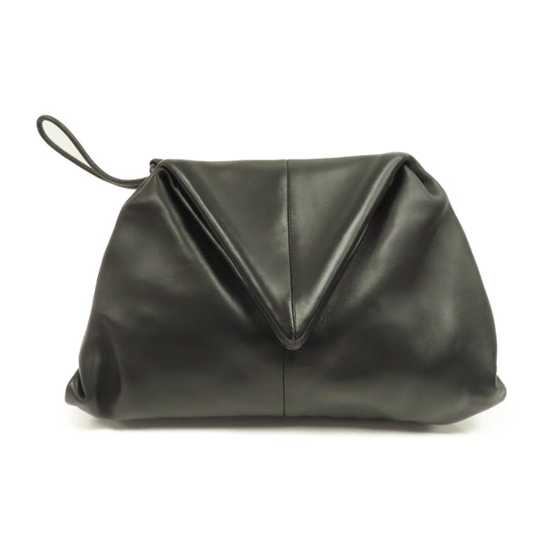 BOTTEGA VENETA BV Clutch Bag Handbag Lambskin Leather Black