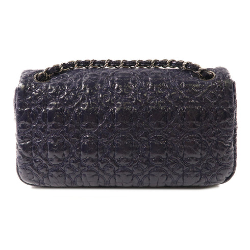 CHANEL CC SHW Chain Shoulder Handbag Pattern Leather Dark Purple