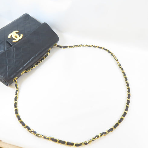 CHANEL Quilted CC GHW Vintage Classic Flap Bag Chain Shoulder Bag Calfskin Black