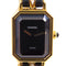 CHANEL GHW Premiere L Quartz Watch SS Leather Gold Plated H0001 Black v1