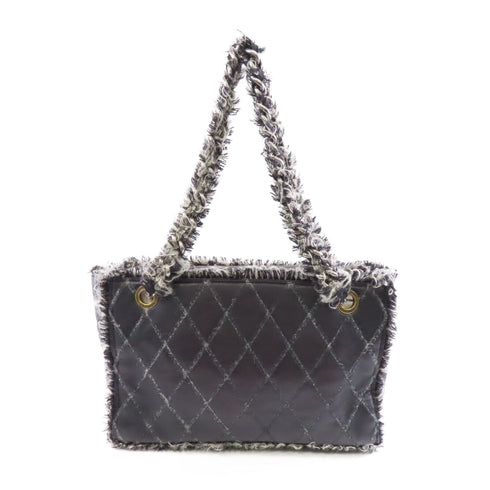 CHANEL Quilted CC SHW Chain Shoulder Bag Calfskin Leather Black v2