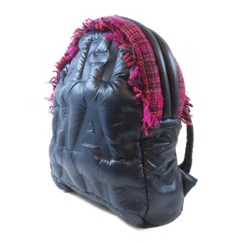 CHANEL CC SHW Backpack Rucksack Nylon Tweed Navy Blue Pink