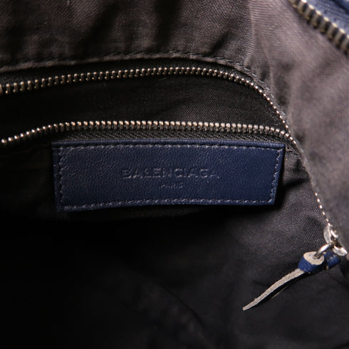 BALENCIAGA SHW City 2 Way Shoulder Bag Handbag Leather Navy