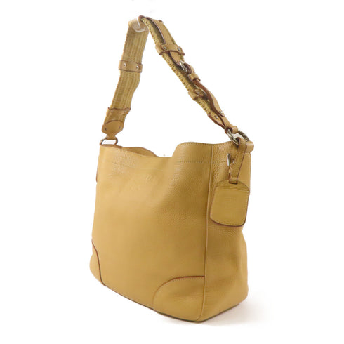 PRADA GHW Shoulder Bag BR3455 Calfskin Leather Brown