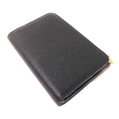 Miu Miu GHW Trifold Wallet 5ML225 Calfskin Leather Black Beige