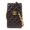 CHANEL Quilted CC GHW Phone Bag Chain Shoulder Bag Lambskin Leather Black
