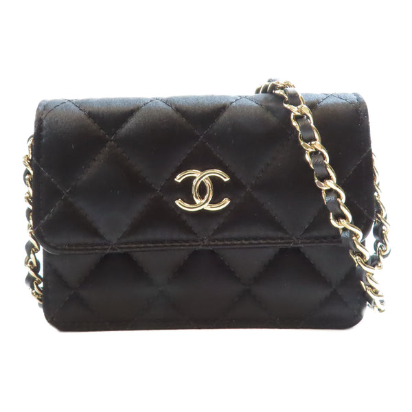CHANEL CC GHW Chain with Clutch Chain Shoulder Bag CD0131 Satin Black