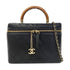 CHANEL Quilted CC GHW Vanity Cosmetic Bag 2 Way Bag Lambskin Leather Black