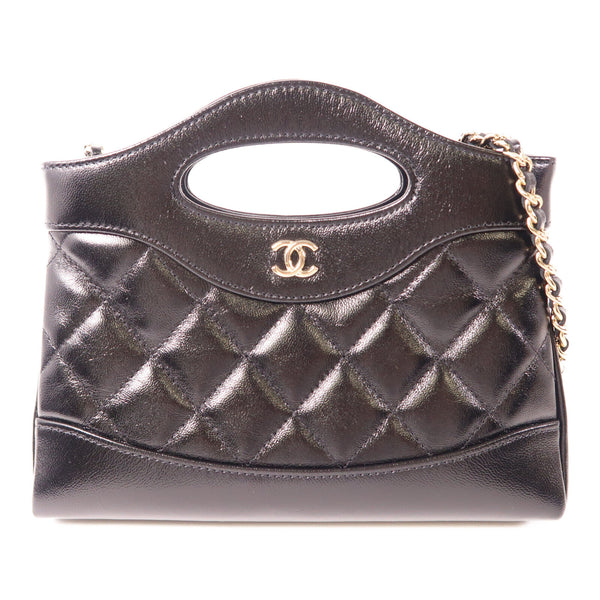 CHANEL CC SHW Nano 31 Chain Shoulder Bag Calfskin Leather Black