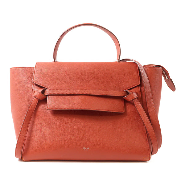 CELINE SHW Belt Bag 2 Way Shoulder Bag Handbag Calfskin Leather Red