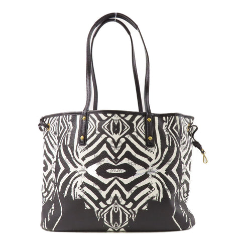 MCM GHW Tote Bag MWP.4SVI39.BW001 Leather Black White