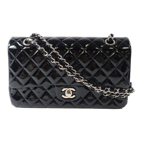 CHANEL CC SHW Chain Shoulder Bag Patent Leather Black v1