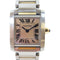 CARTIER Tank Francaise Quartz Watch 18K Yellow Gold Stainless Steel Shell Pink