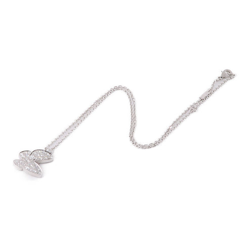 Van Cleef & Arpels Two Butterfly Pendant Necklace VCARO3M400 18K Gold Diamond