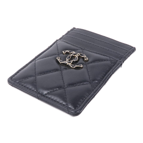 CHANEL CC GHW Card Case Lambskin Leather Black