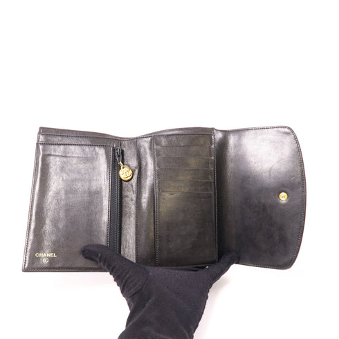 CHANEL CC GHW Wallet Calfskin Leather Black