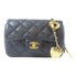 CHANEL Quilted CC GHW Mini Flap Heart Charms Shoulder Bag AS3457 Lambskin Black