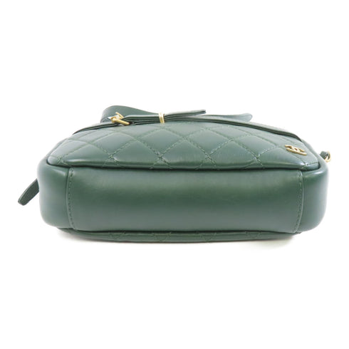 CHANEL Quilted CC GHW Chain Shoulder Bag Calfskin Leather Green
