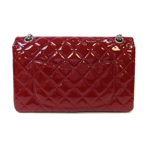 CHANEL CC SHW Quilted 2.55 Chain Shoulder Bag Patent Leather Red